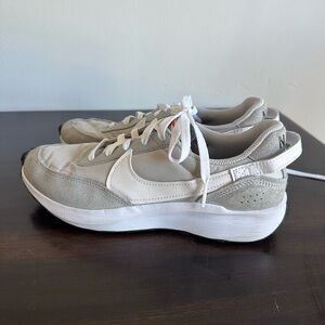 Nike Waffle Debut Sneakers in White and Gray